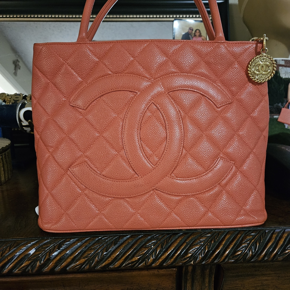 Chanel Coral Quilted Leather Tote